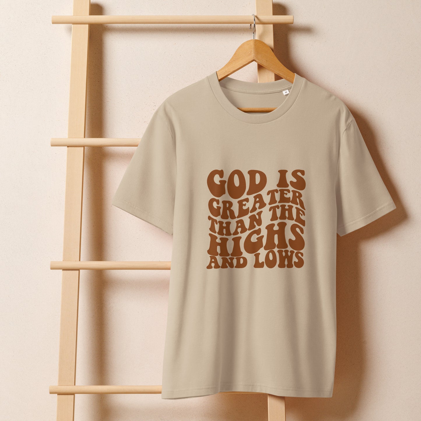 Christian t-shirt, with graphic design, khaki