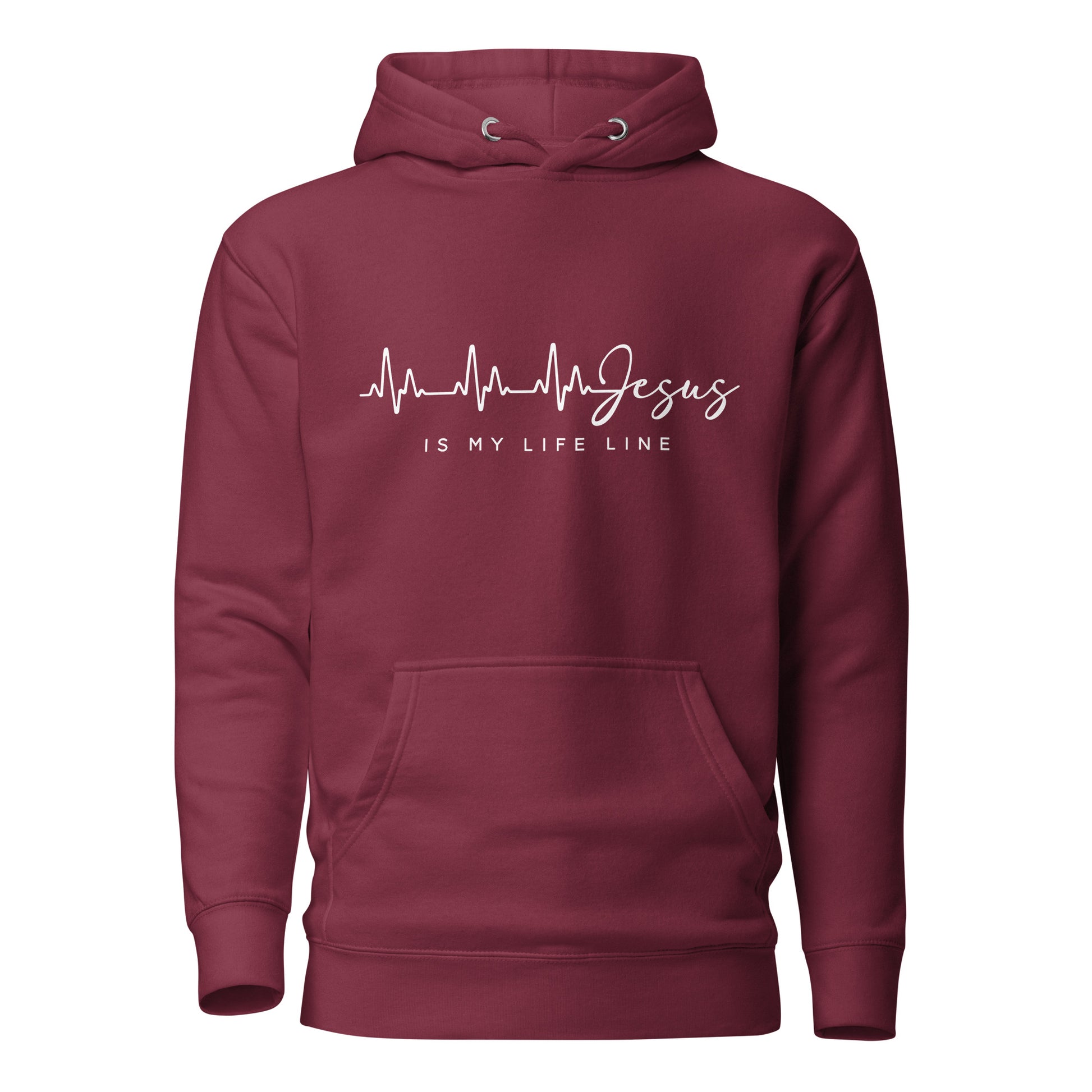 Christian apparel, Christian hoodie, maroon, graphic design, front view