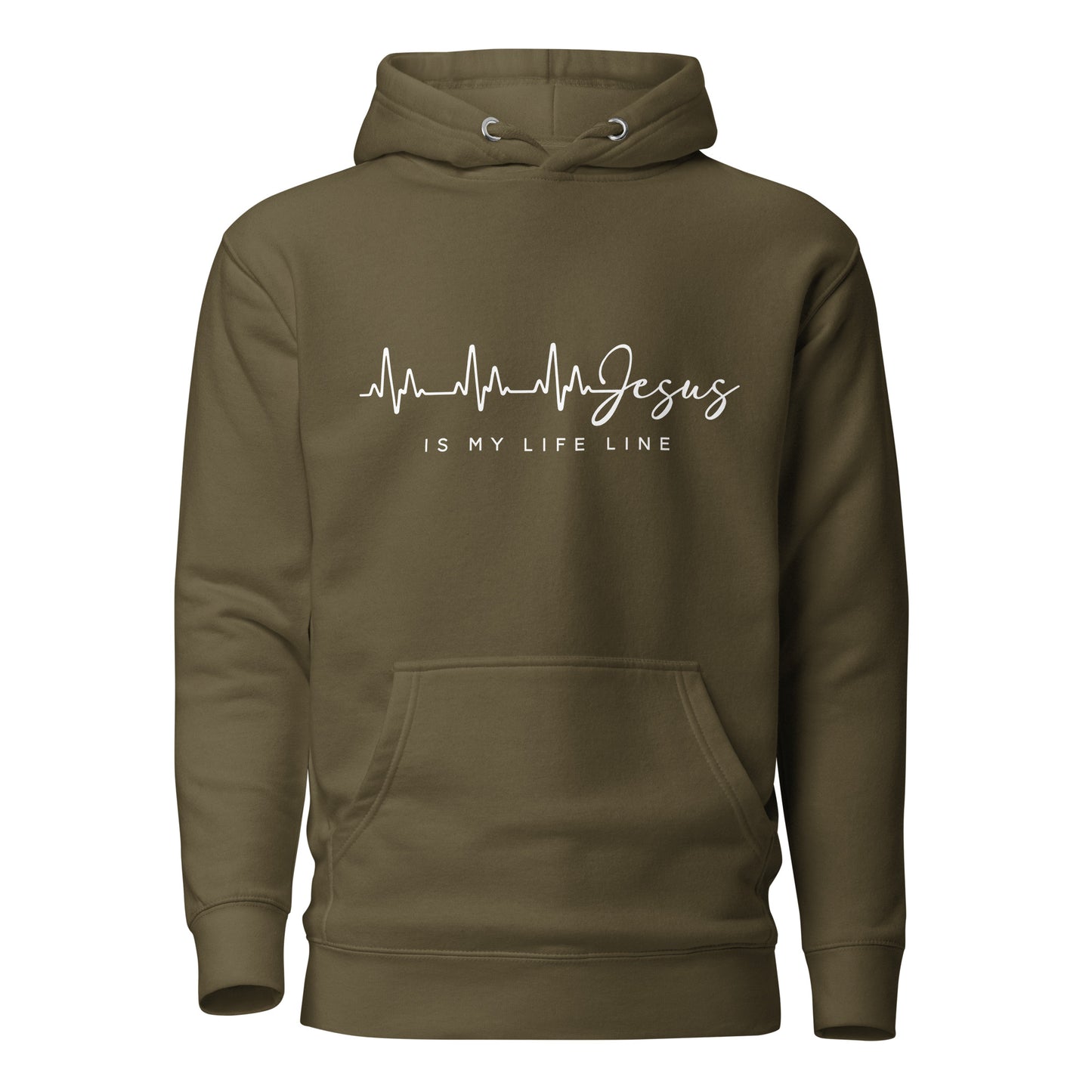 Christian apparel, Christian hoodie, olive green, front, graphic design