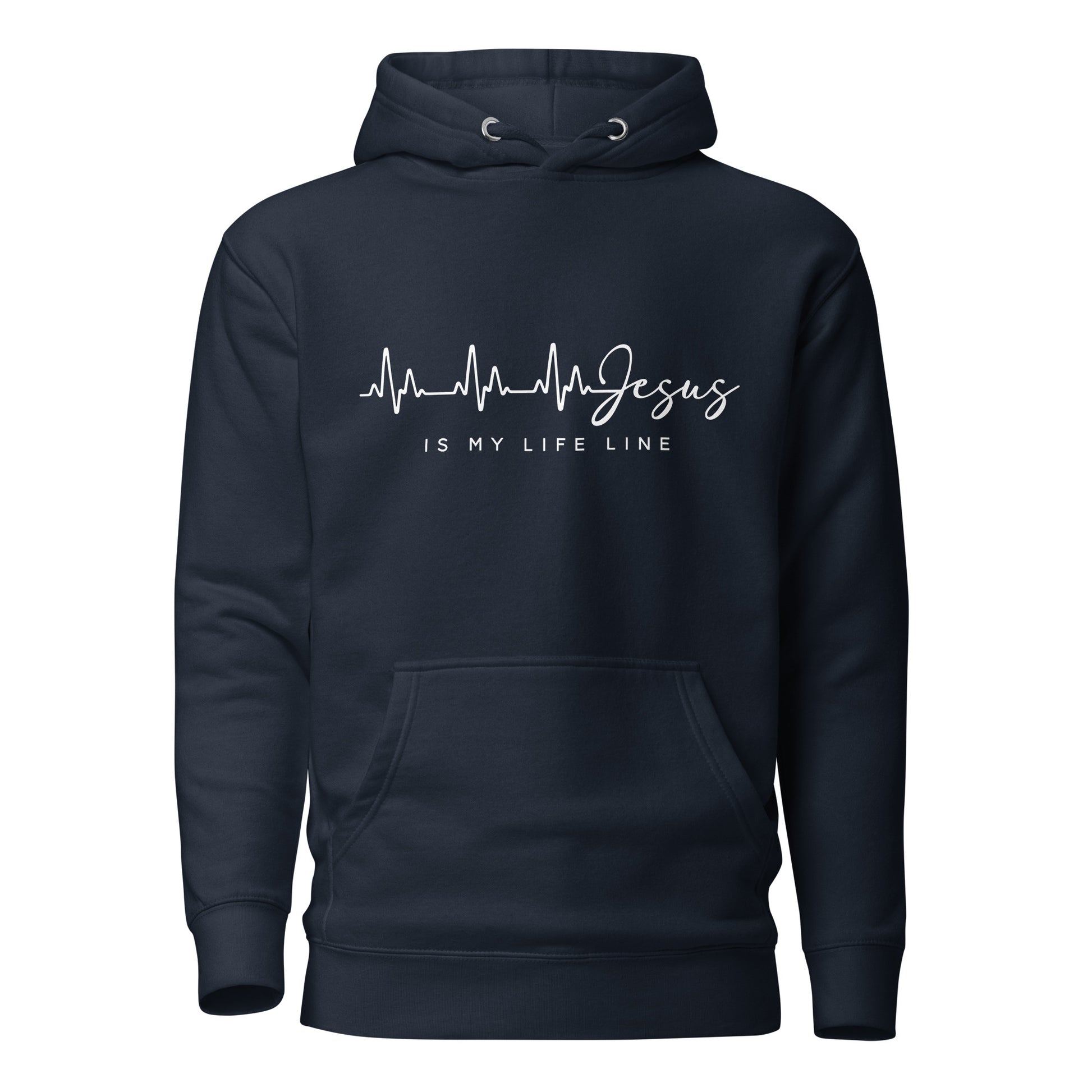 Christian apparel, Christian hoodie, blue, front, graphic design