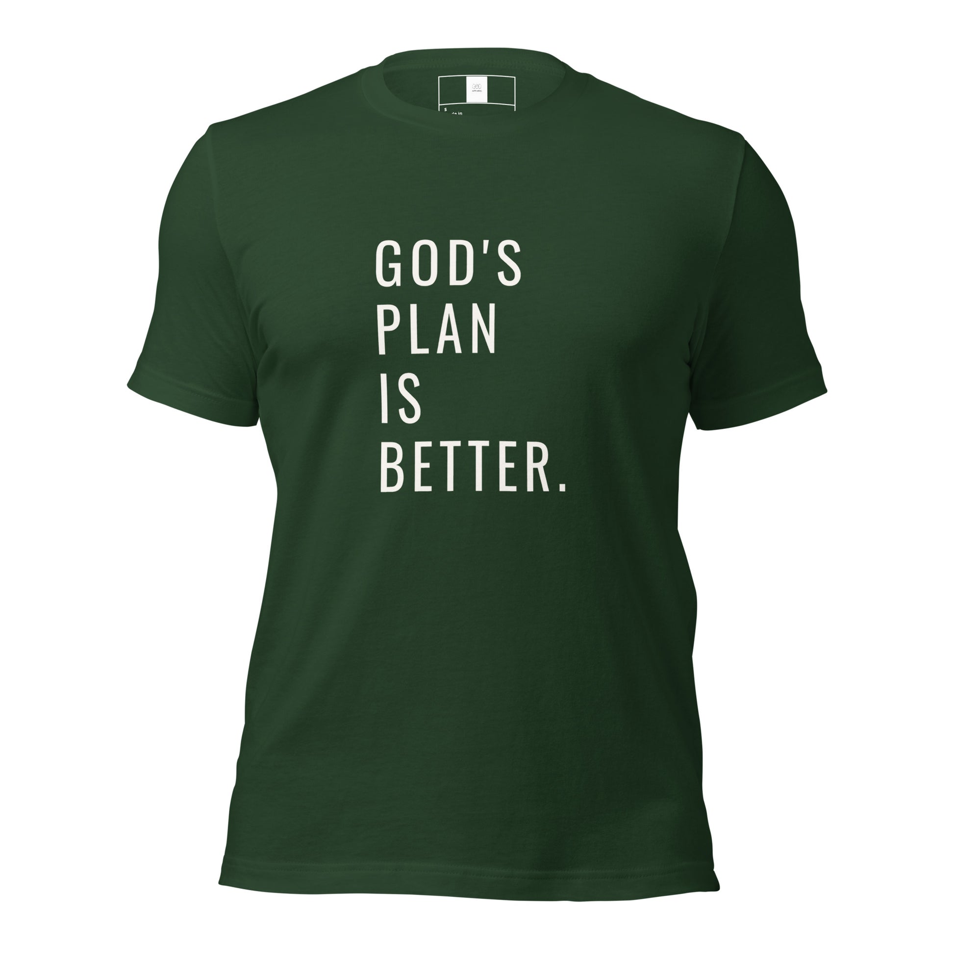Christian apparel, Christian tee shirt, green, front view, graphic design